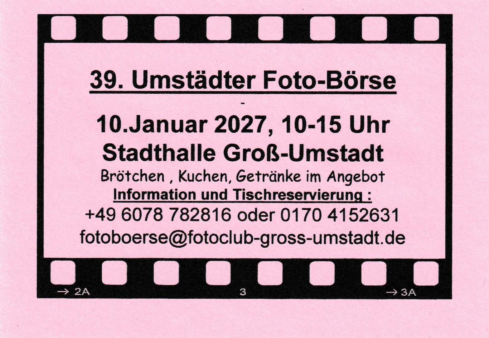39. Umstädter Fotobörse, 10. Januar 2027, 10-15 Uhr Stadthalle Groß-Umstadt