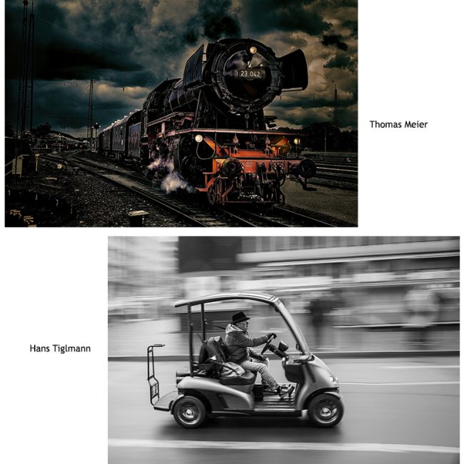 Die Siegerbilder des Wettbewerbes Eisenbahn/ Auto/ Verkehr von Thomas Meier und Hans Tiglmann