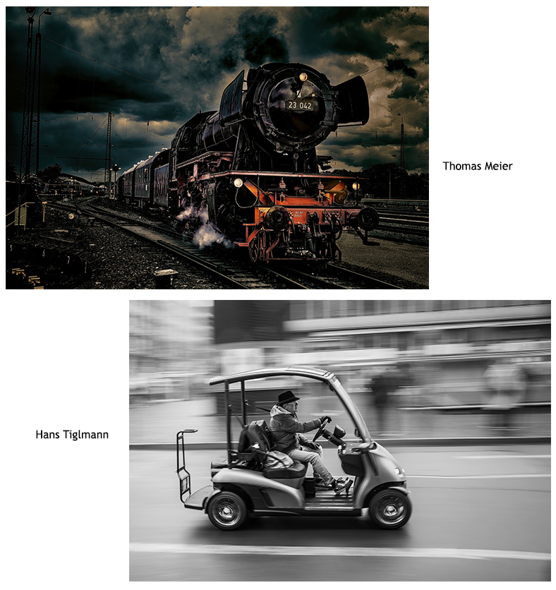 Die Siegerbilder des Wettbewerbes Eisenbahn/ Auto/ Verkehr von Thomas Meier und Hans Tiglmann